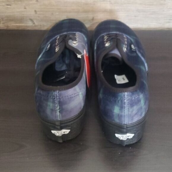 New Vans Authentic Stacked Womens Platform Sneakers Size 8 Blue Velvet Plaid - Picture 6 of 9